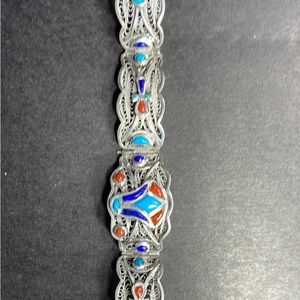 Sterling silver Egyptian bracelet with stones